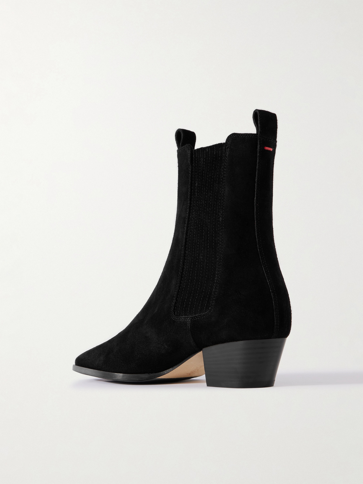Aeyde Pointed Toe Ankle Boots With Elastic Side Panels In Black
