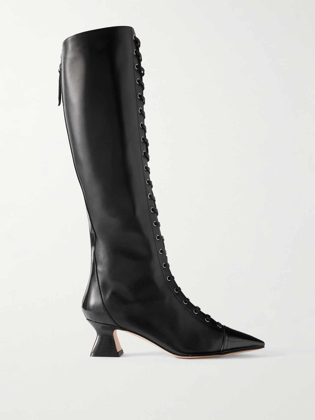 Aeyde Mavis Leather Lace-up Knee Boots In Black