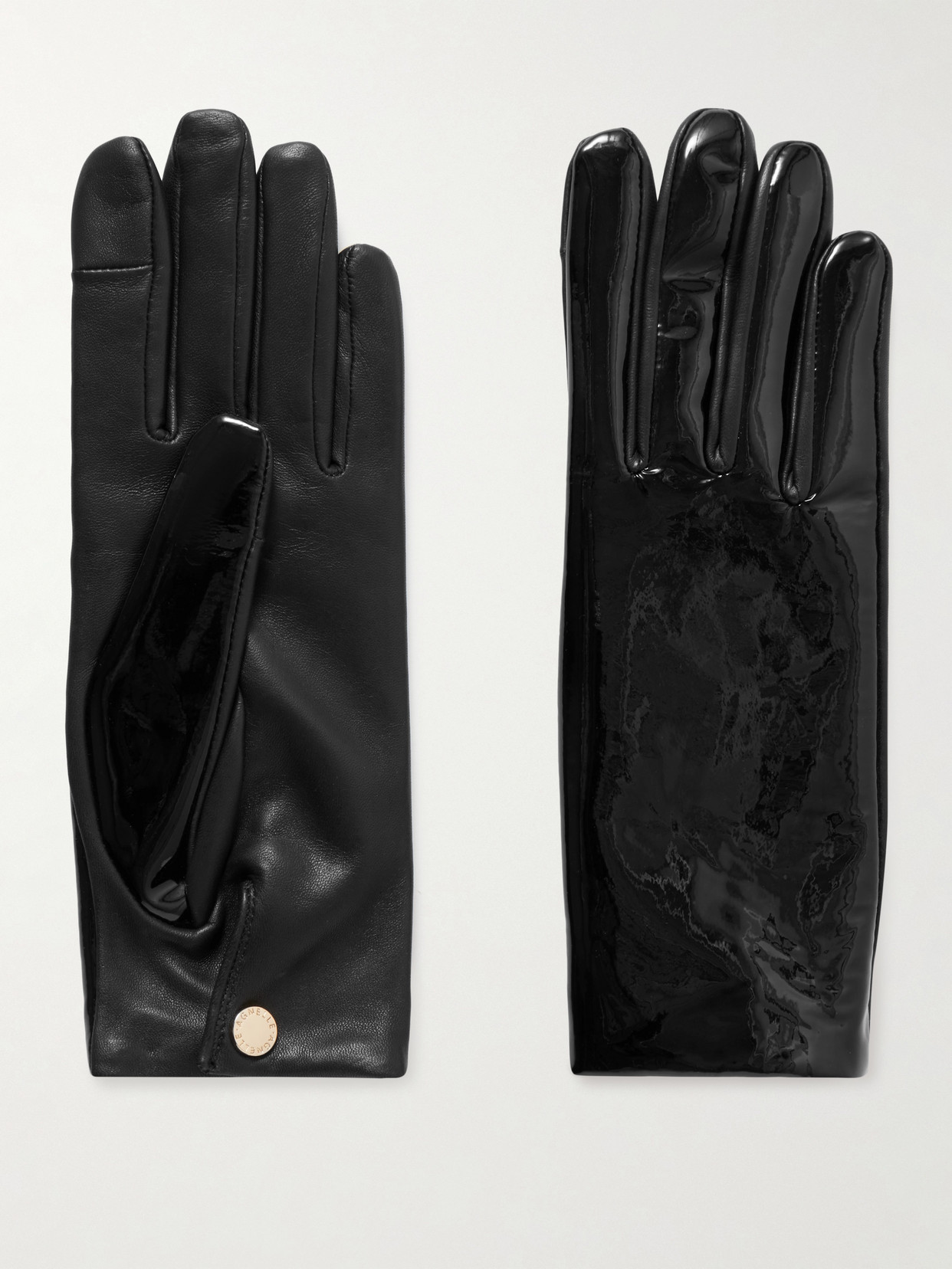 Agnelle Funky Matte And Patent-leather Gloves In Black