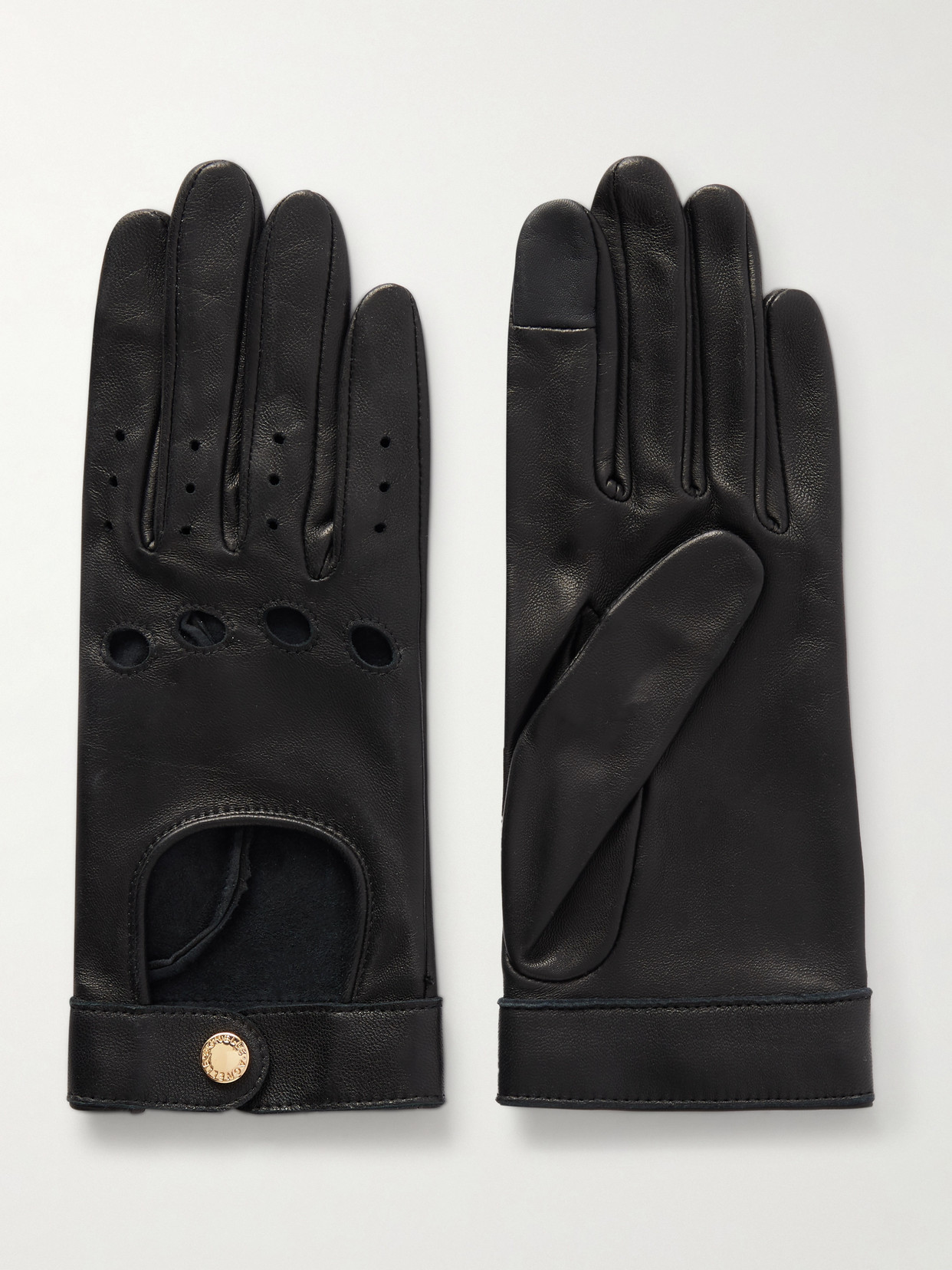 Agnelle Rose Leather Gloves In Black