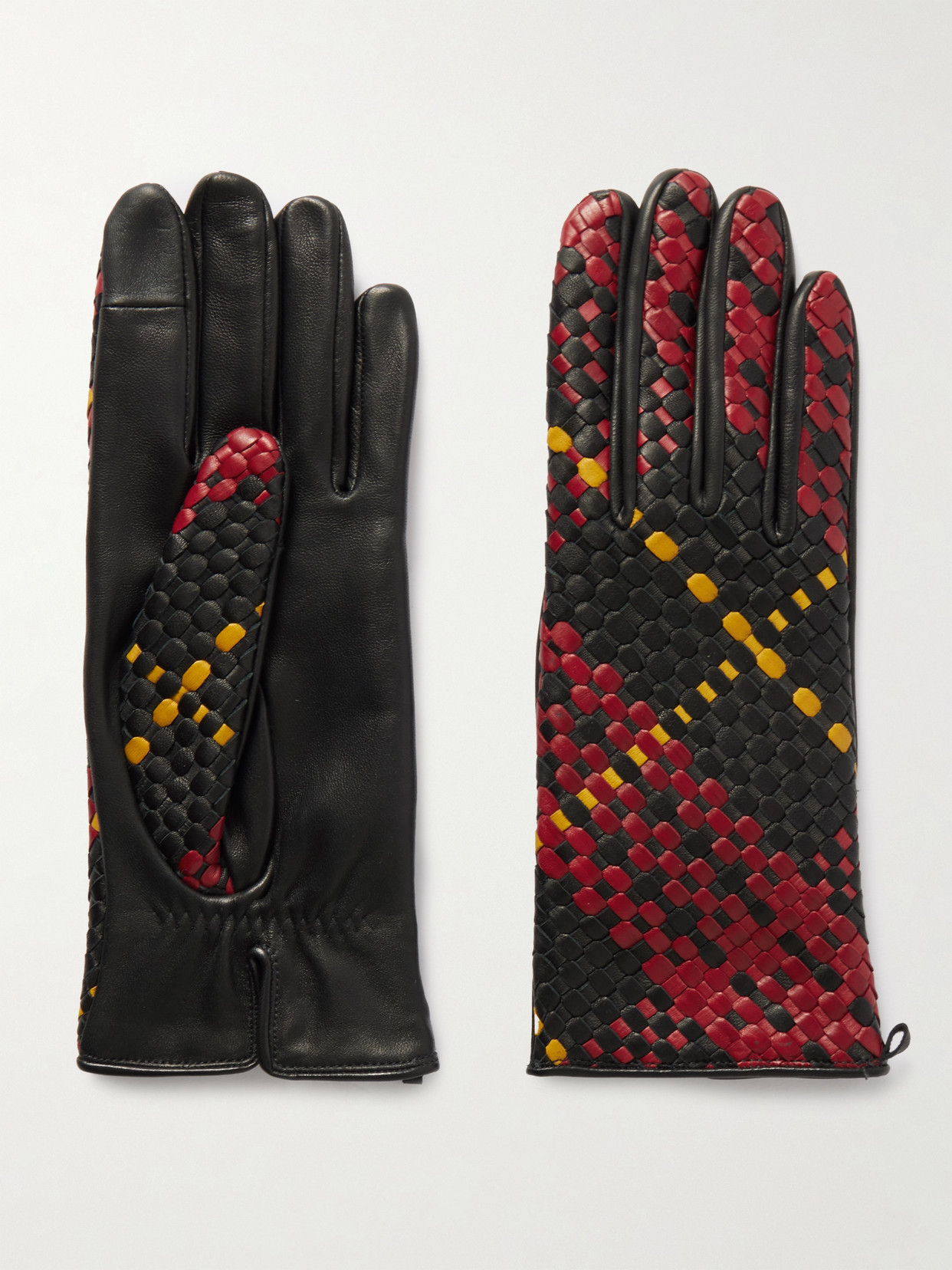 Agnelle Stanilas Woven Leather Gloves In Red