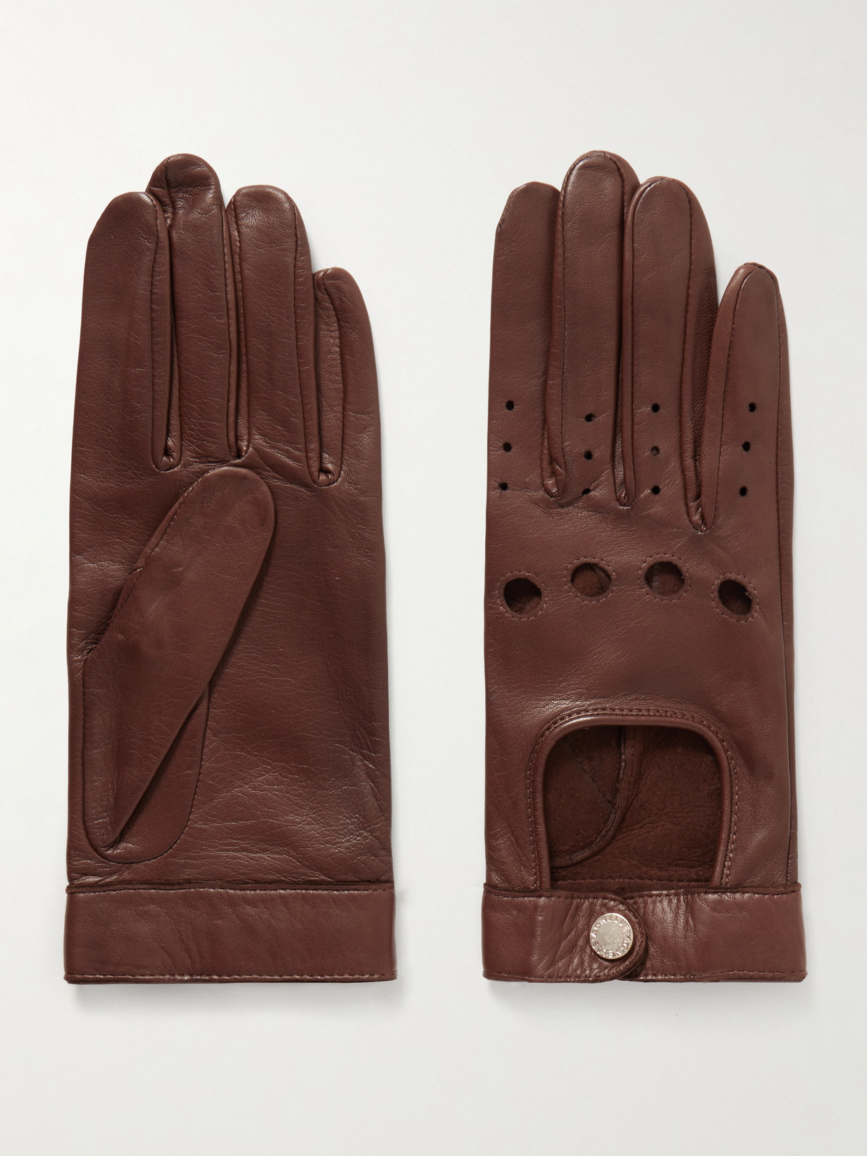 Agnelle Rose Leather Gloves In Brown