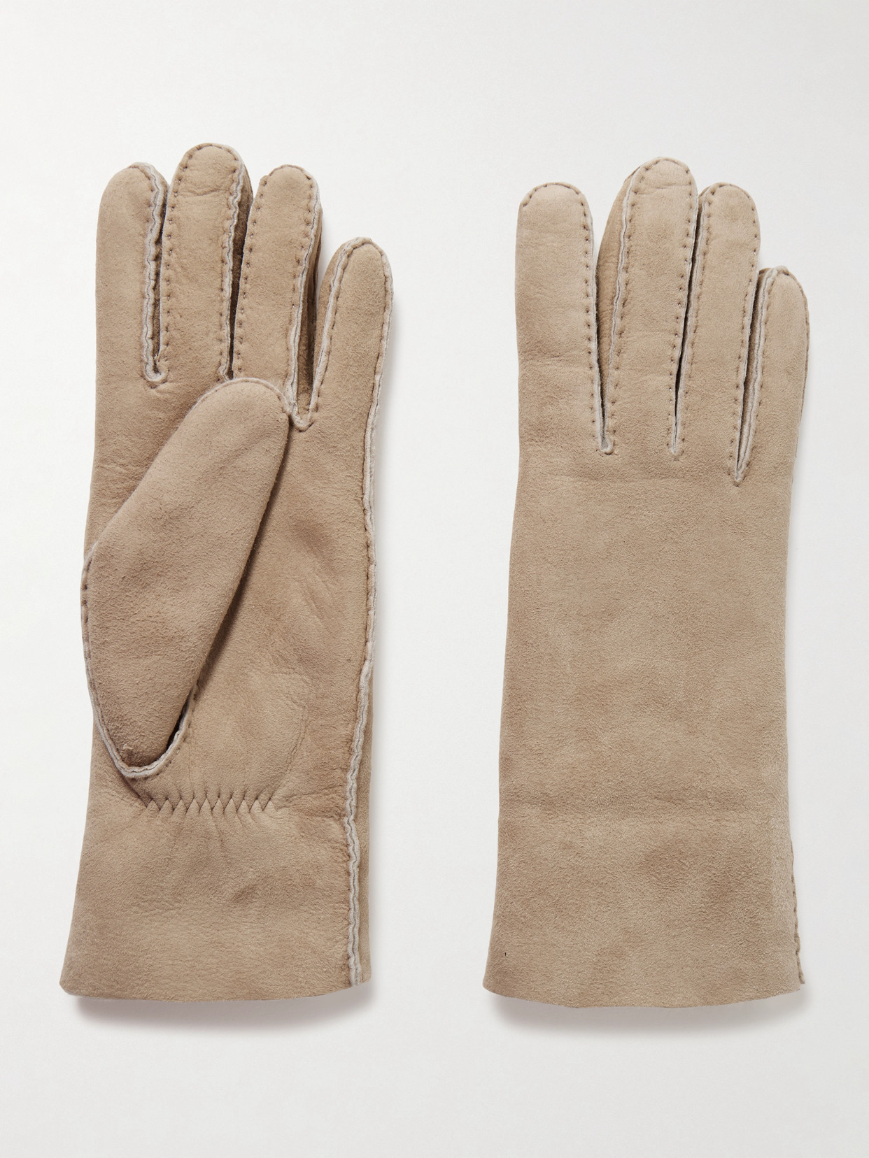 Agnelle Denise Shearling Gloves In Brown