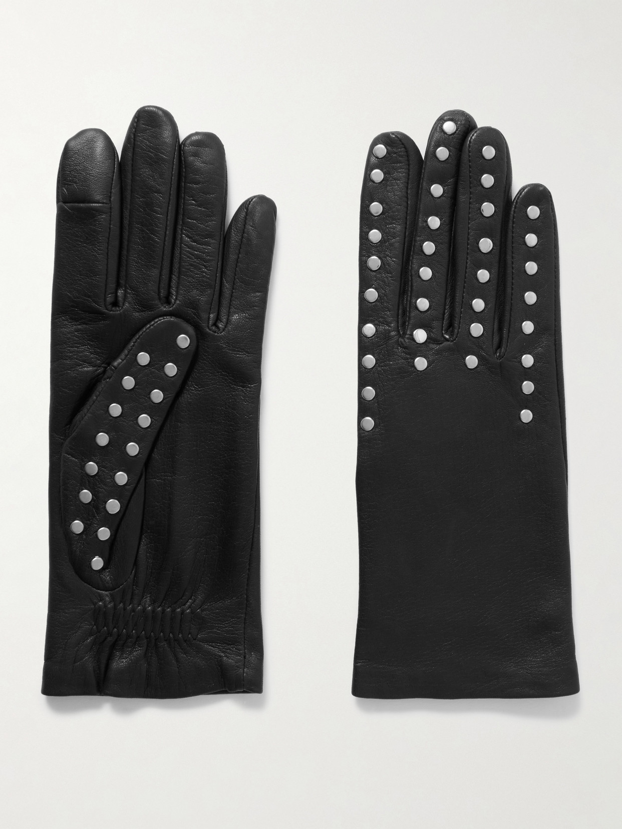 Agnelle Studded Leather Gloves In Black