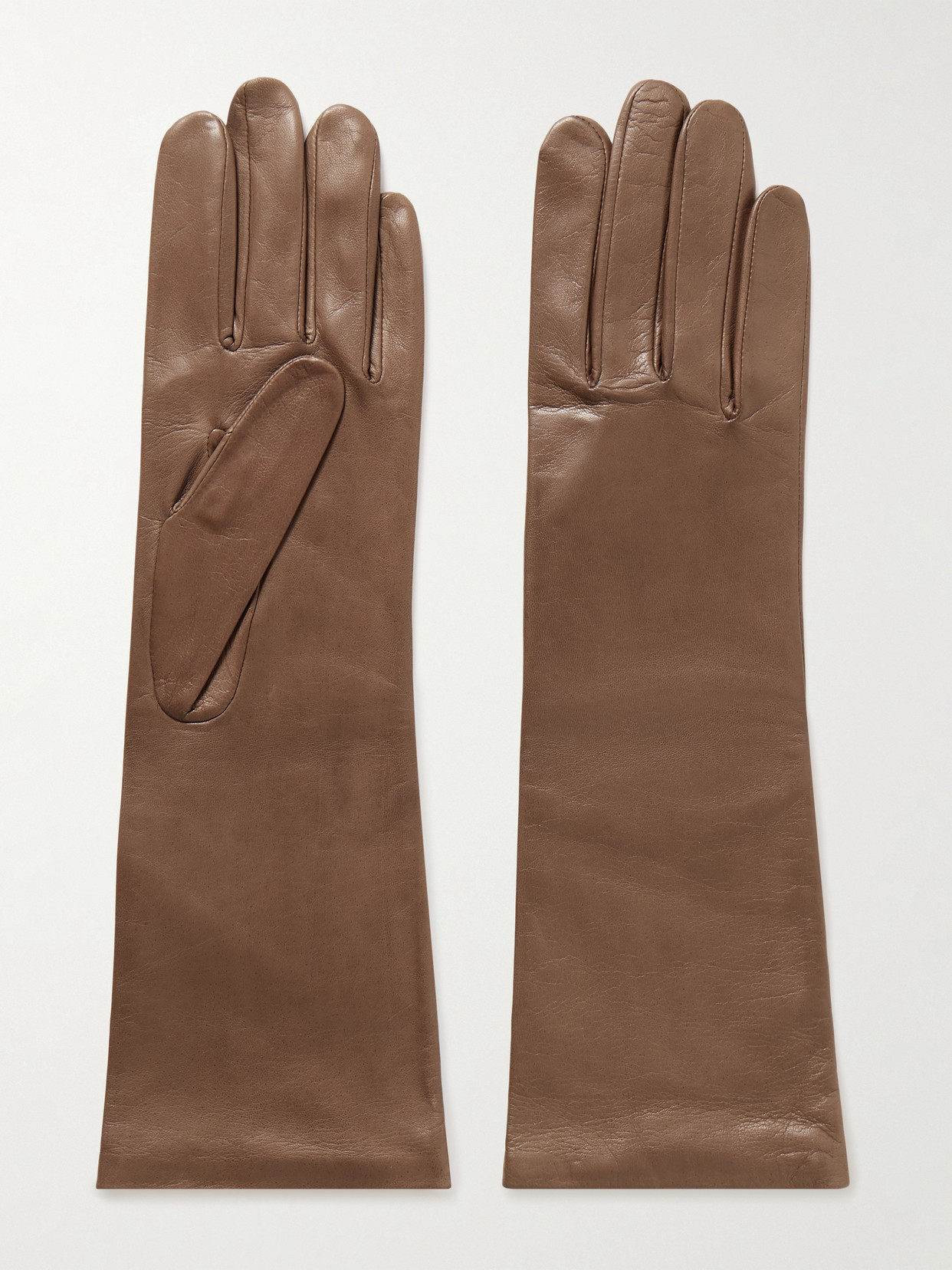 Agnelle Celia Leather Gloves In Brown
