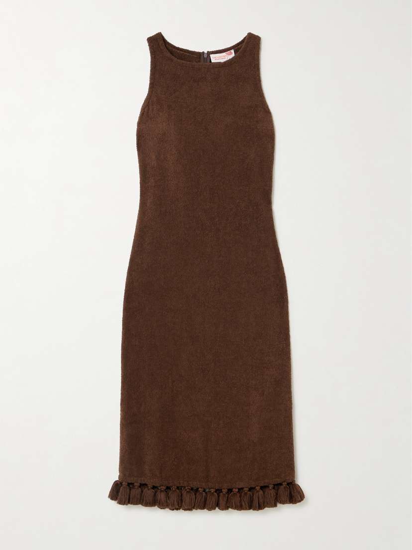 Cap d’Antibes Aurelia Tasseled Cotton-terry Midi Dress