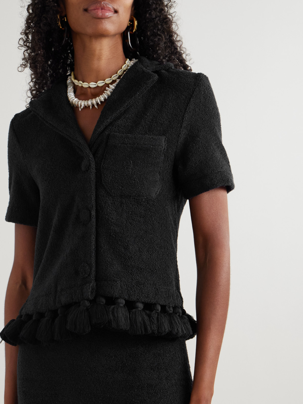 Cap D’antibes Tasseled Cotton-terry Shirt