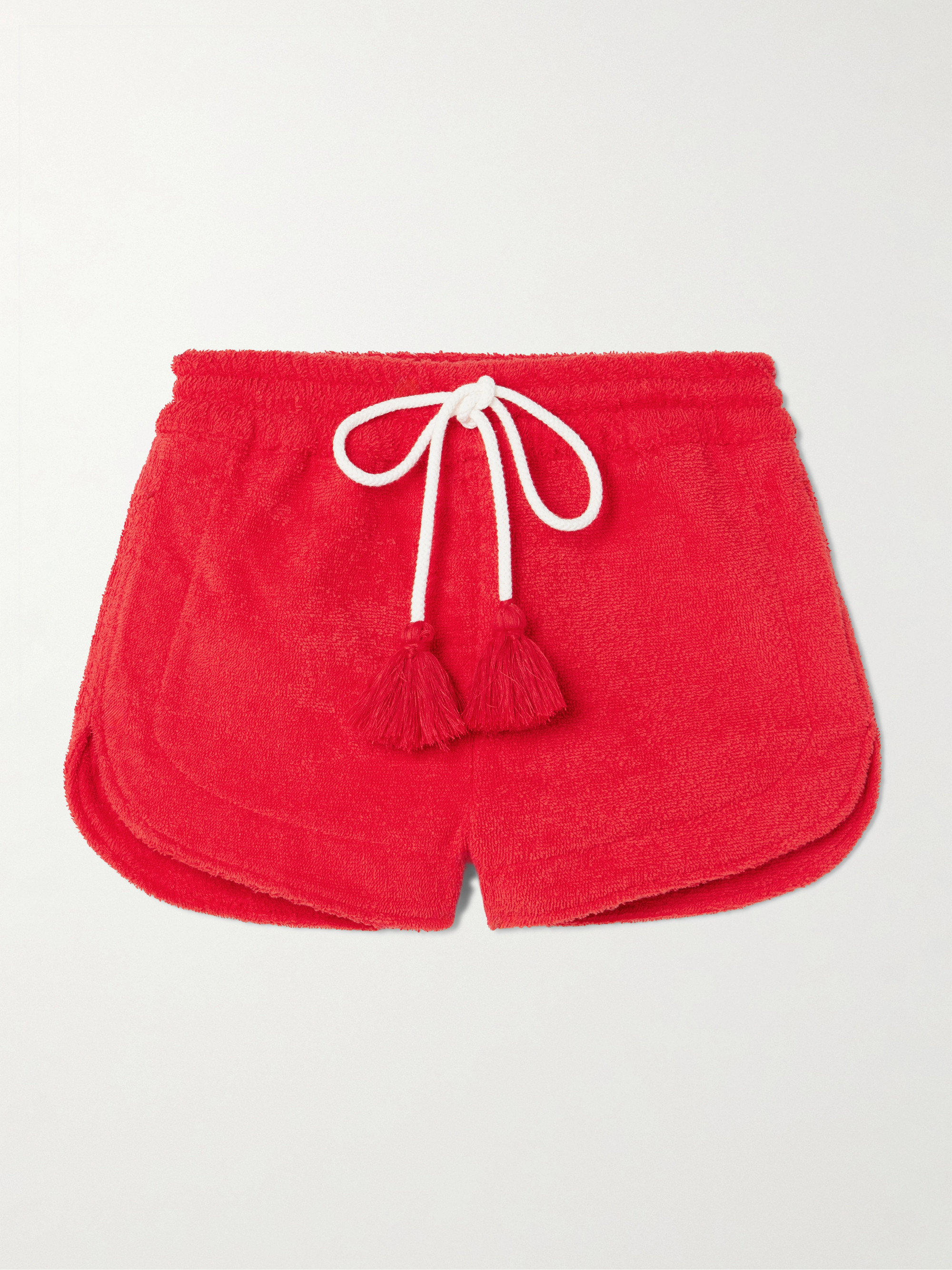 CAP D'ANTIBES Tasseled cotton-terry shorts