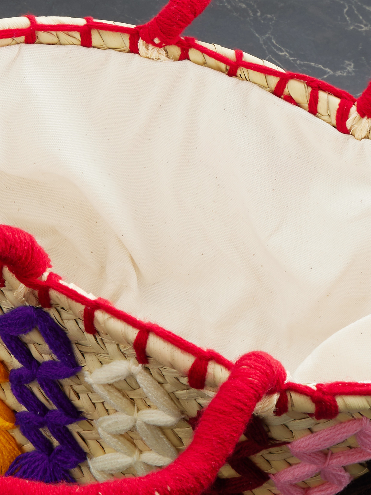 Cap D’antibes Small Woven Cotton And Straw Bucket Bag