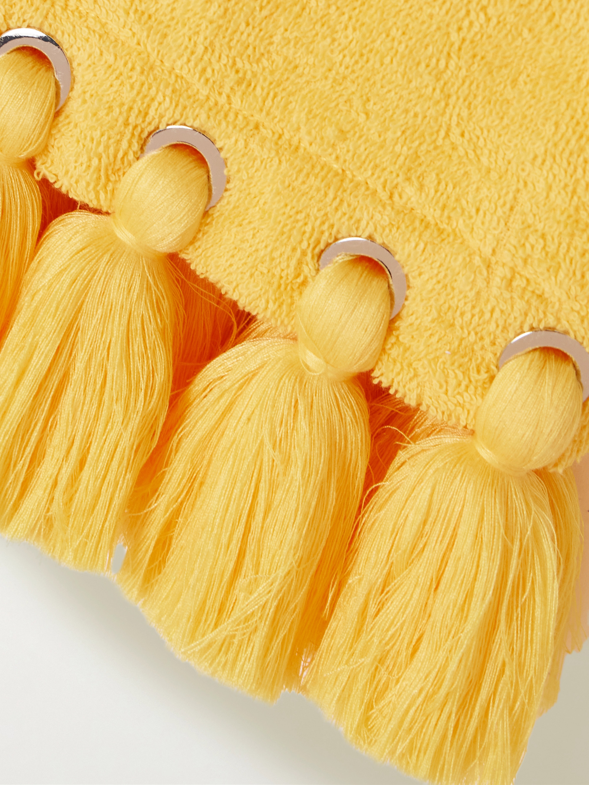 CAP D'ANTIBES Tasseled eyelet-embellished cotton-terry mini skirt