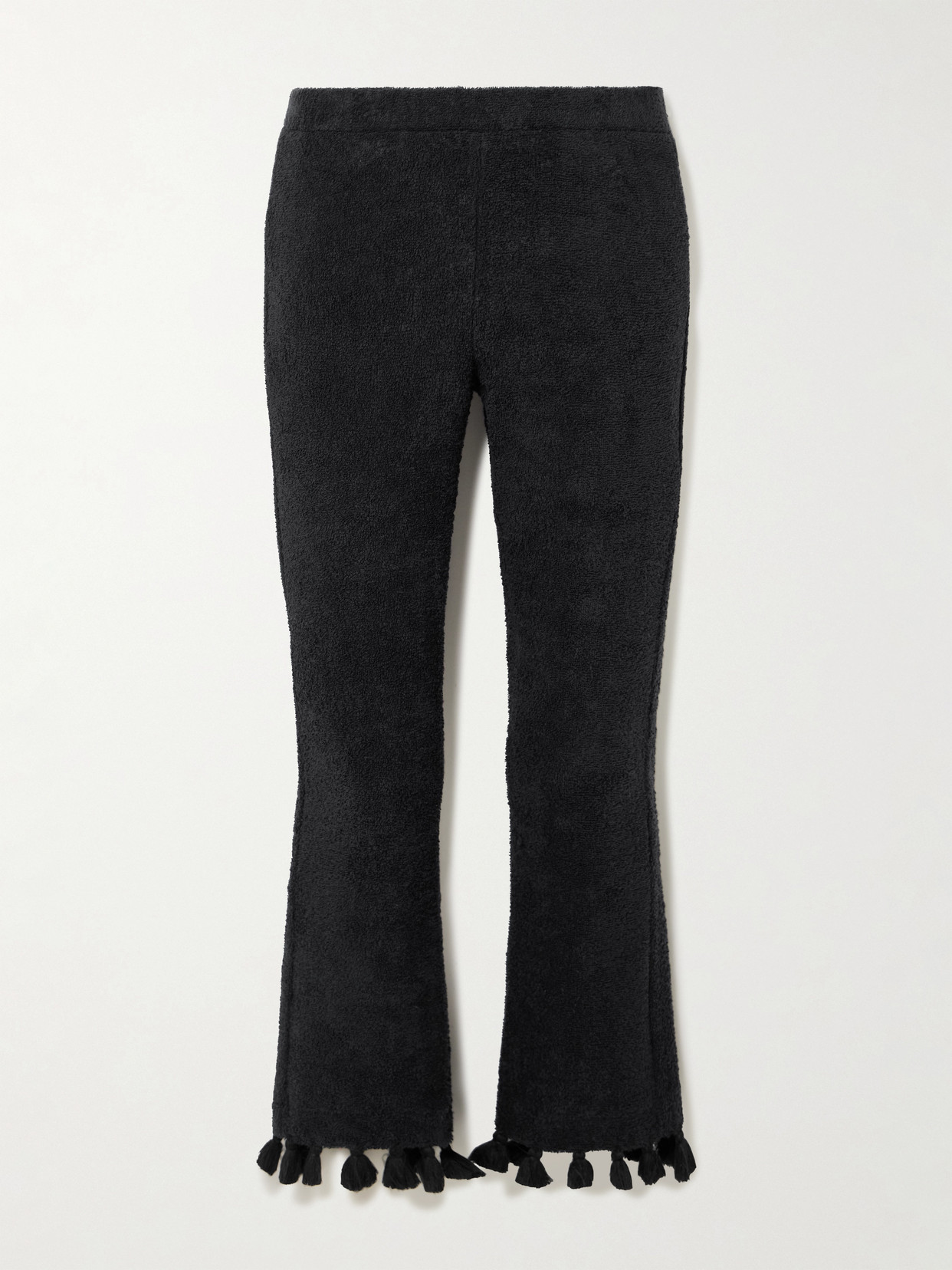 Cap D’antibes Cropped Tasseled Cotton-terry Flared Pants
