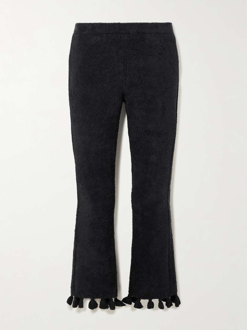 Cap d’Antibes Cropped Tasseled Cotton-terry Flared Pants