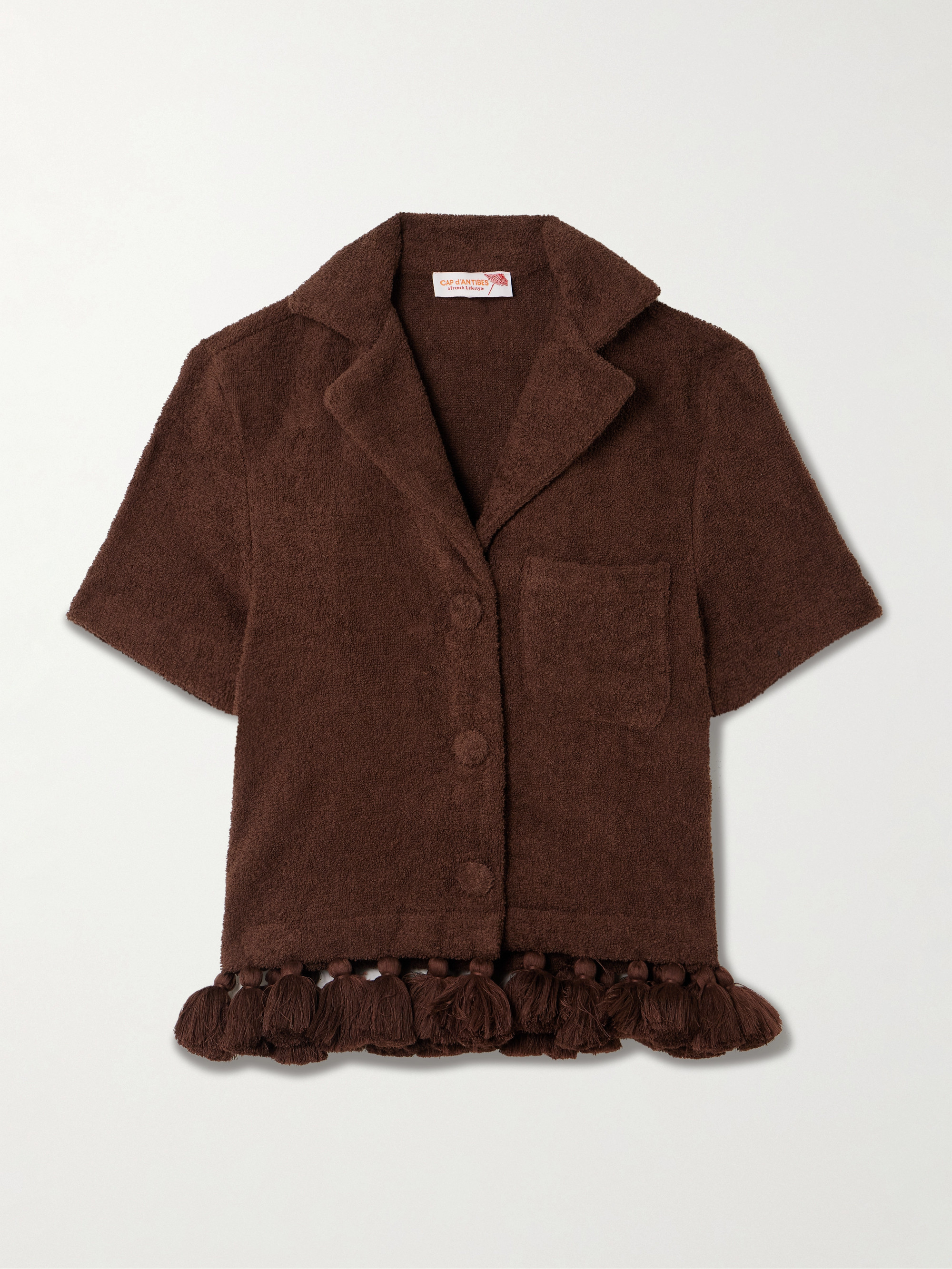 CAP D'ANTIBES Tasseled cotton-terry shirt