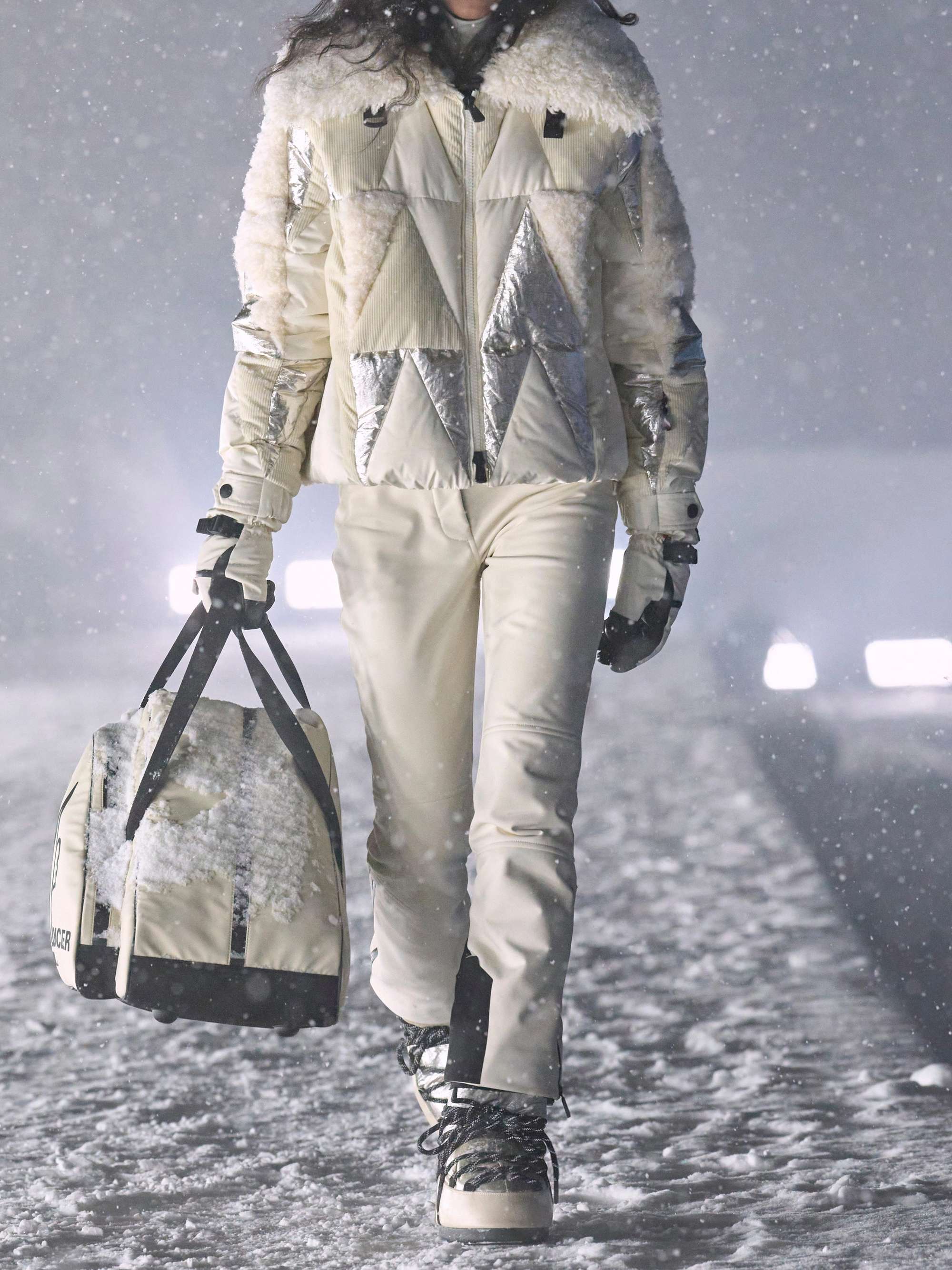 MONCLER GRENOBLE Pamiers paneled quilted wool-blend fleece-and
