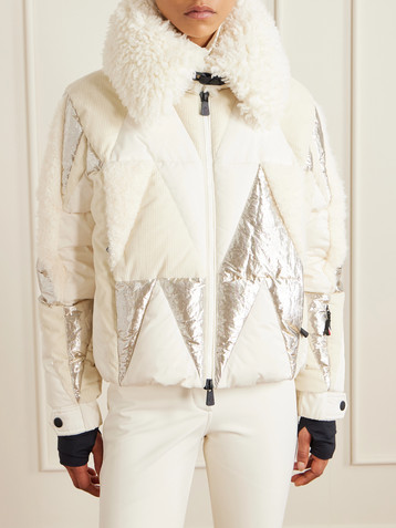 MONCLER GRENOBLE Pamiers paneled quilted wool-blend fleece-and cotton-corduroy down ski jacket