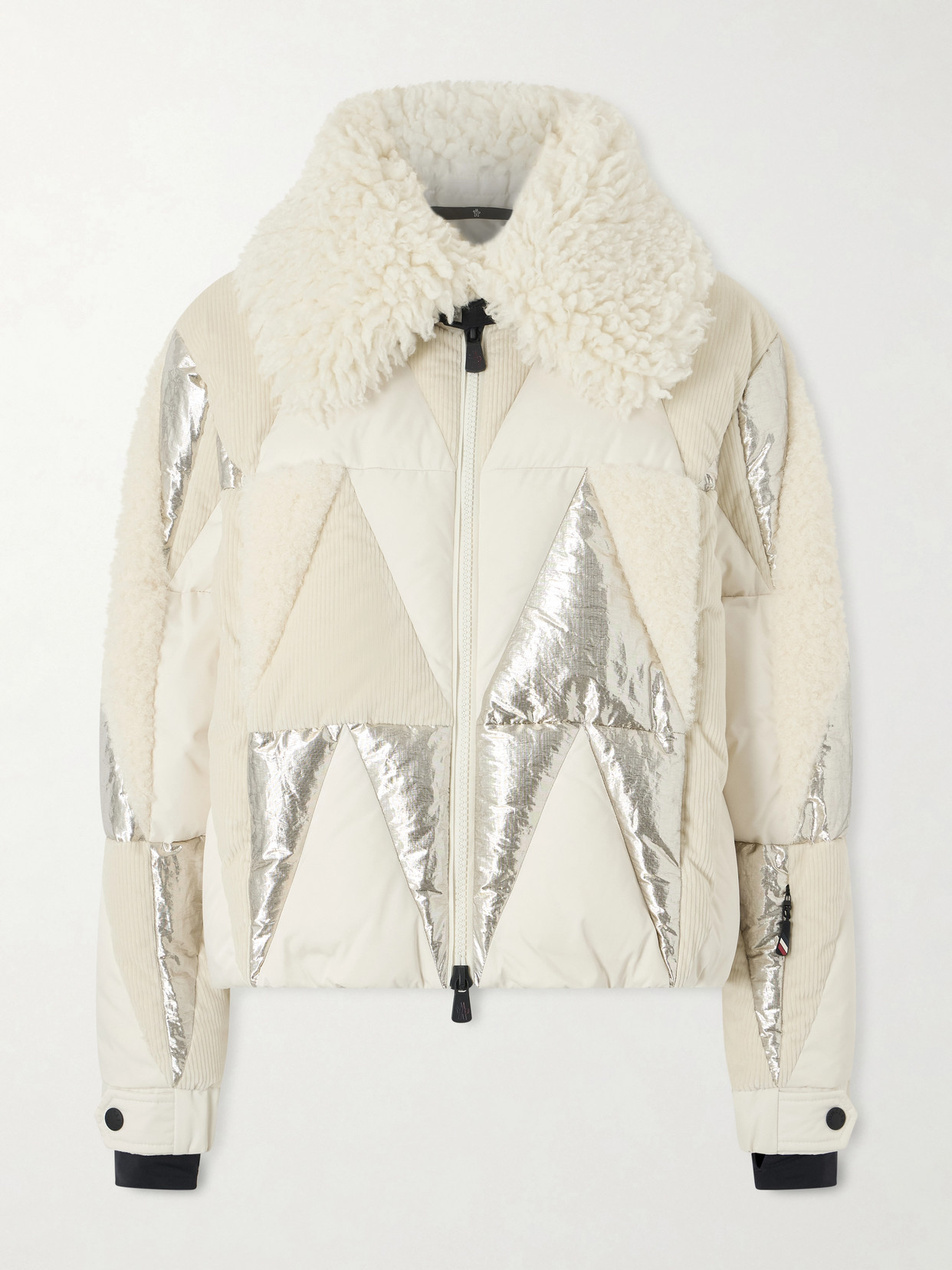 Moncler Pamiers Paneled Quilted Wool-blend Fleece-and Cotton-corduroy Down Ski Jacket In White