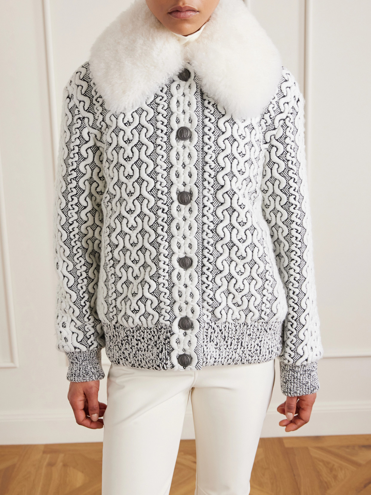 Moncler Beille Padded Shearling-trimmed Woven Down Bomber Jacket In Gray