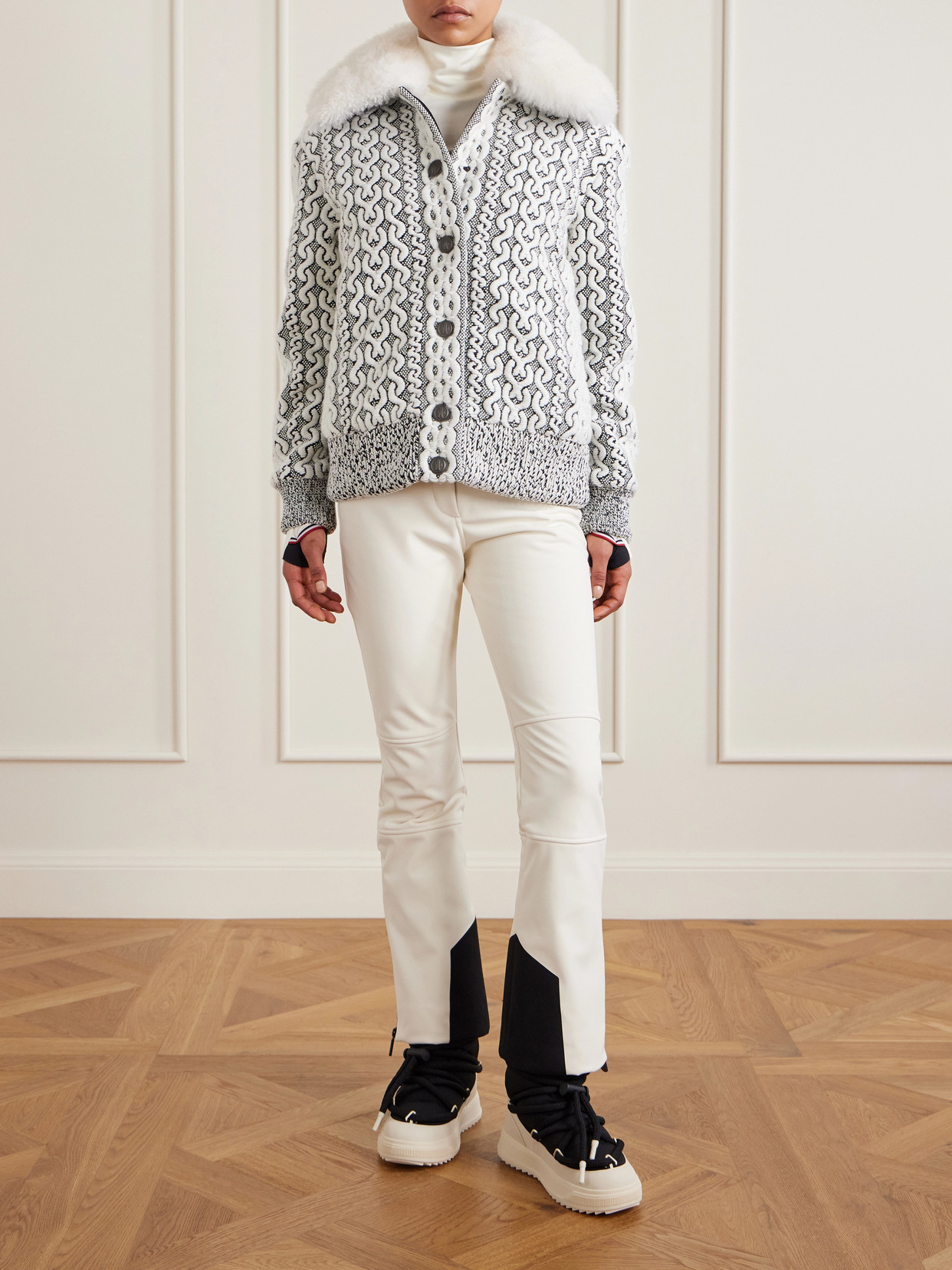 Moncler Beille Padded Shearling-trimmed Woven Down Bomber Jacket In Gray