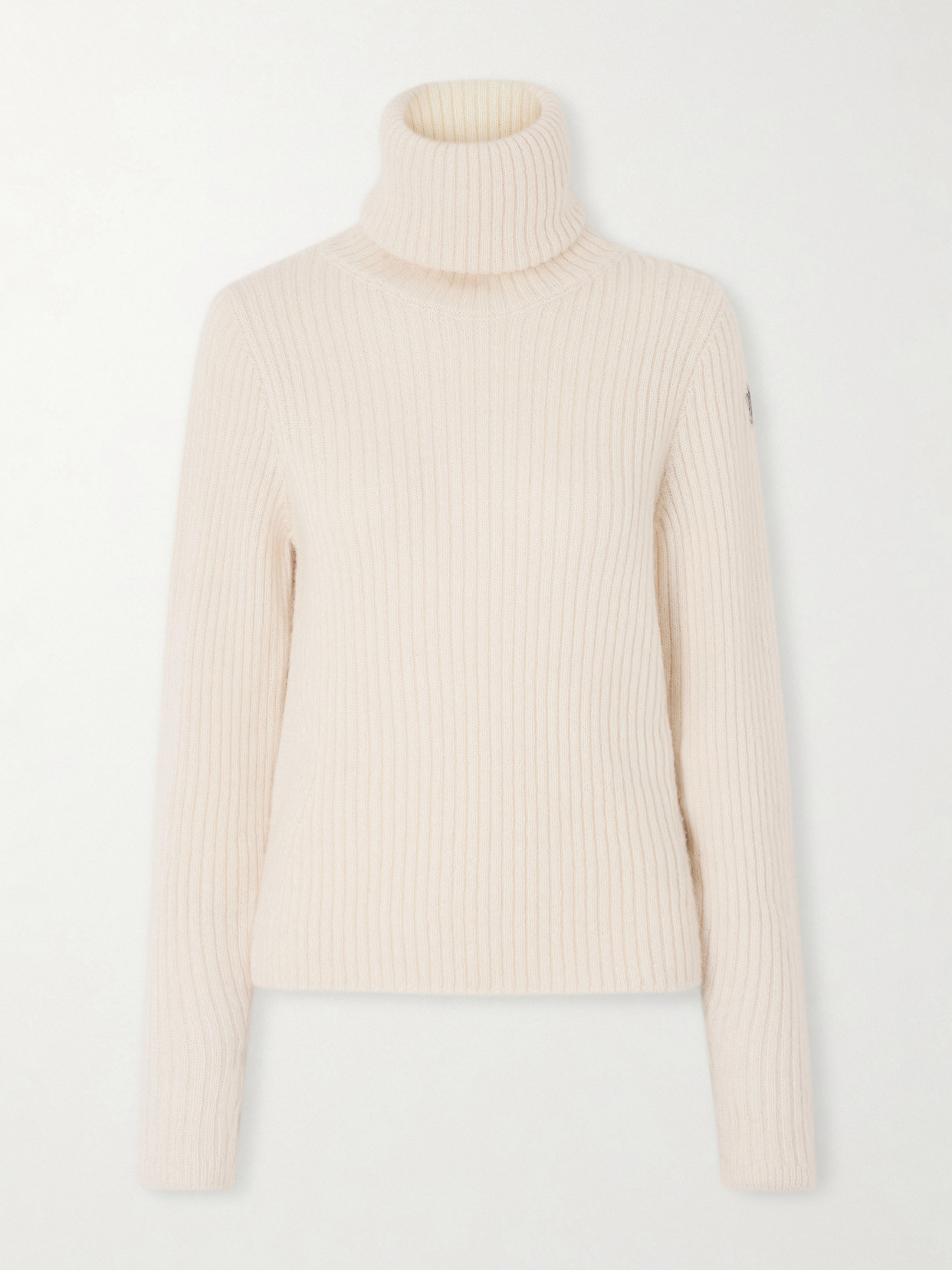 Moncler Ribbed Wool-blend Turtleneck Sweater In Neutral