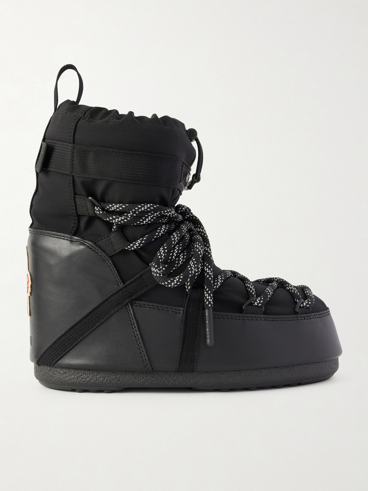 Moncler + Moon Boot Icon Shell And Leather Snow Boots In Black