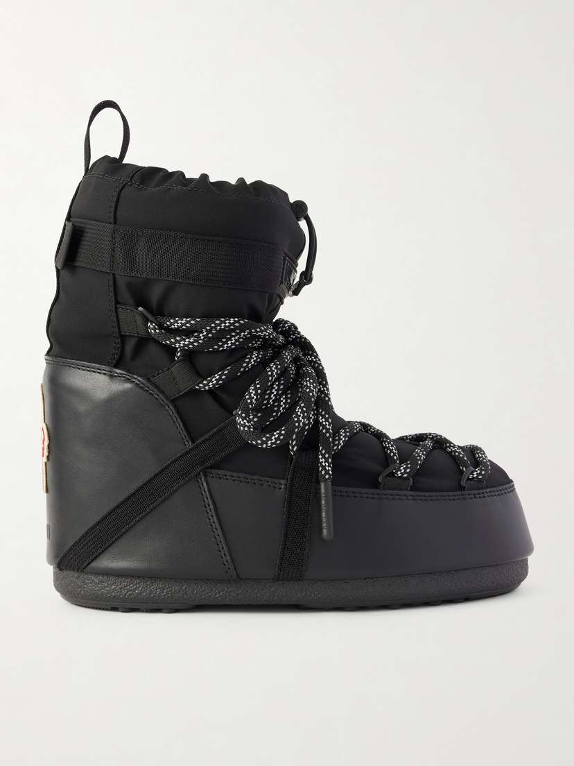Moncler Grenoble + Moon Boot Icon Shell And Leather Snow Boots