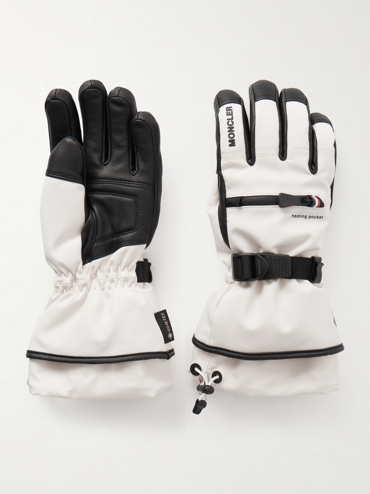 Moncler Appliquéd Paneled Gore-tex® And Leather Gloves In Black