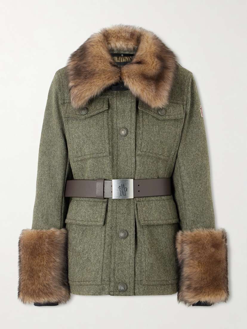 Moncler Grenoble Devez Shearling-trimmed Wool-gabardine Ski Jacket
