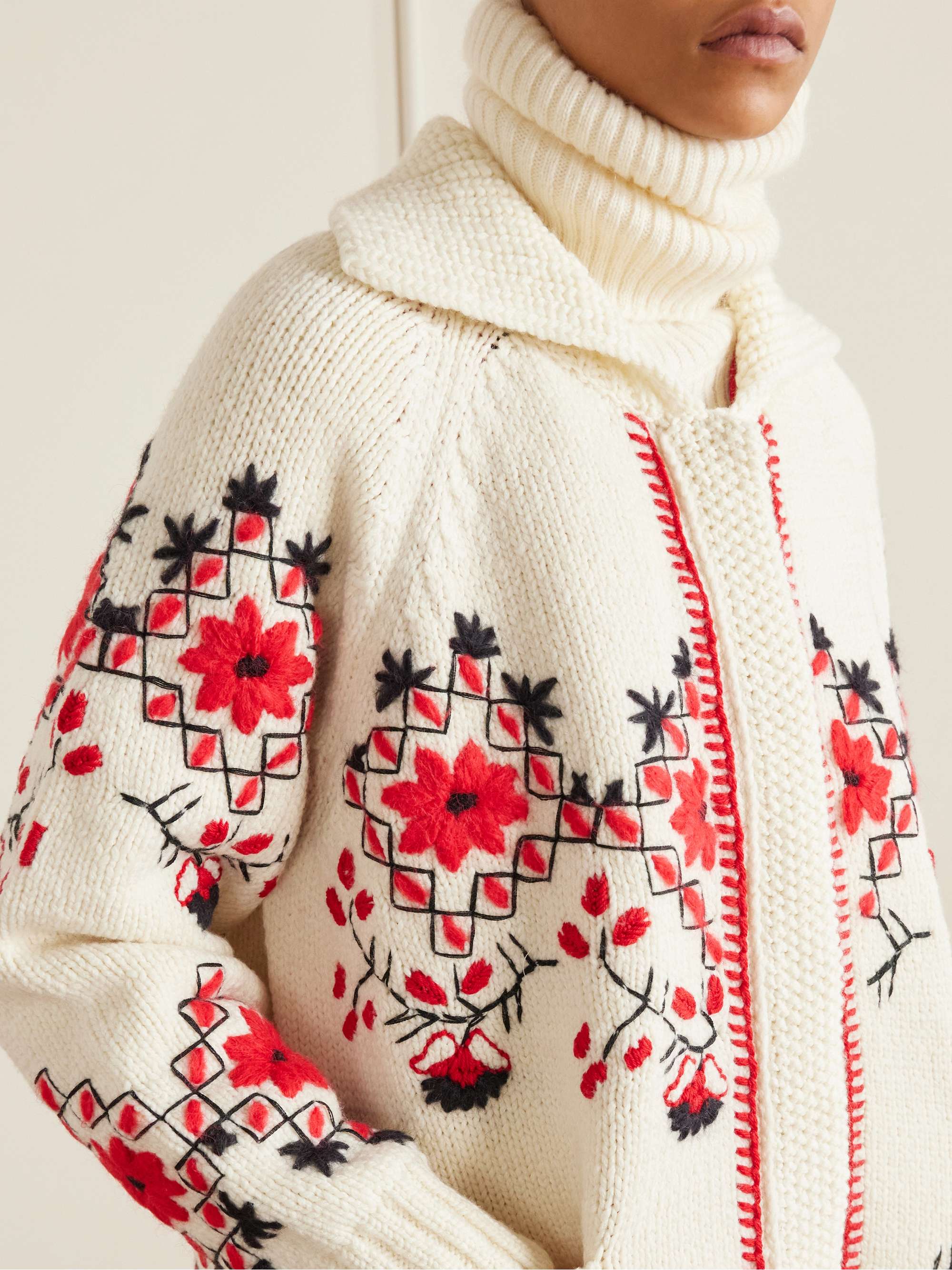 MONCLER GRENOBLE Embroidered wool-blend cardigan | NET-A-PORTER