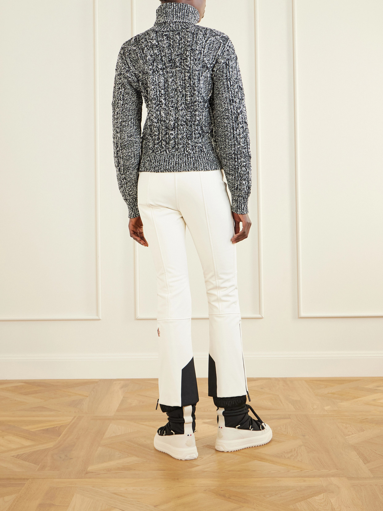 Moncler Cable-knit Wool-blend Turtleneck Sweater In Gray