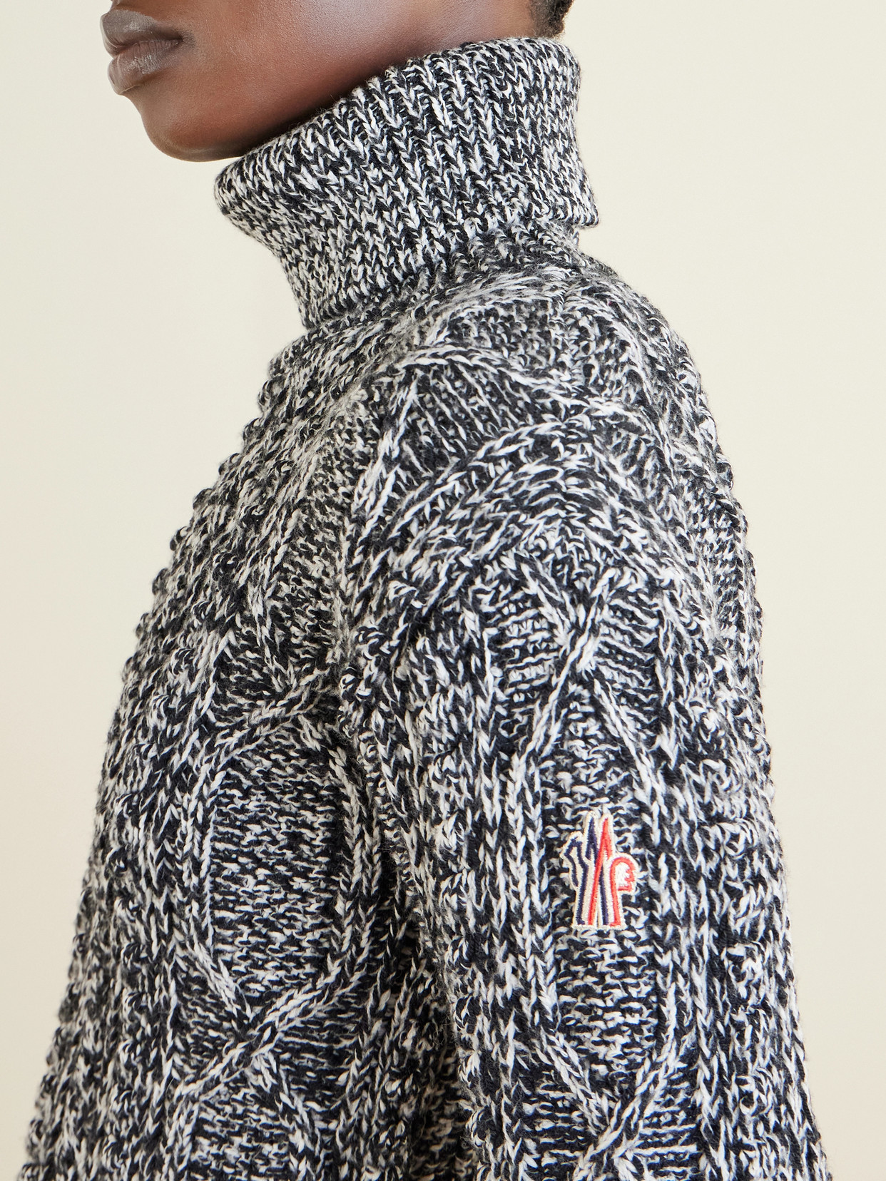 Moncler Cable-knit Wool-blend Turtleneck Sweater In Gray