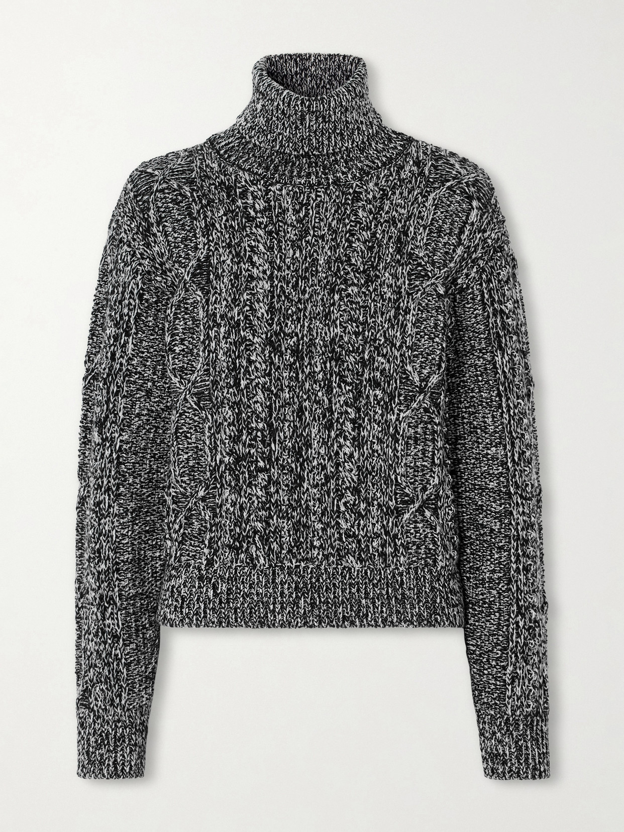 Moncler Cable-knit Wool-blend Turtleneck Sweater In Gray