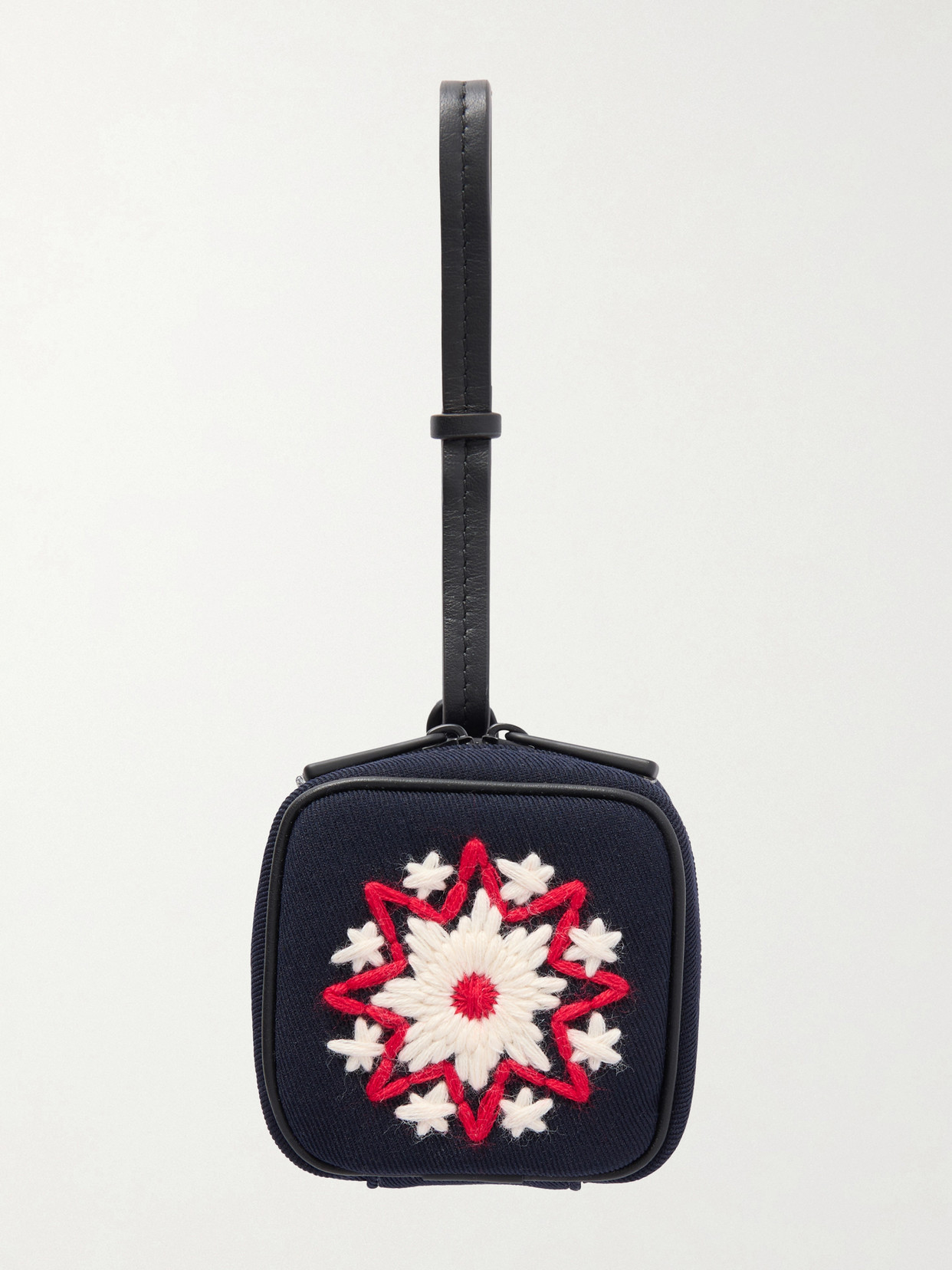 Moncler Grenoble - Mini Embroidered Leather-trimmed Twill Pouch - Blue