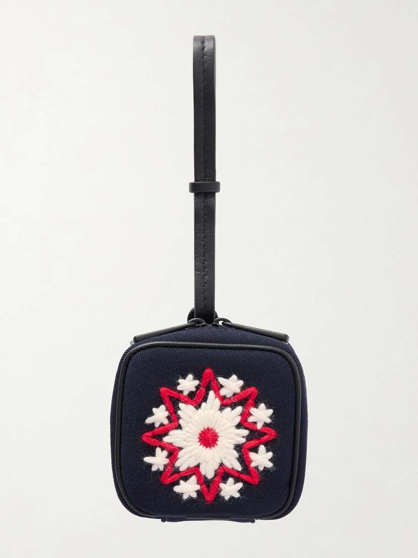 Moncler Grenoble Mini Embroidered Leather-trimmed Twill Pouch