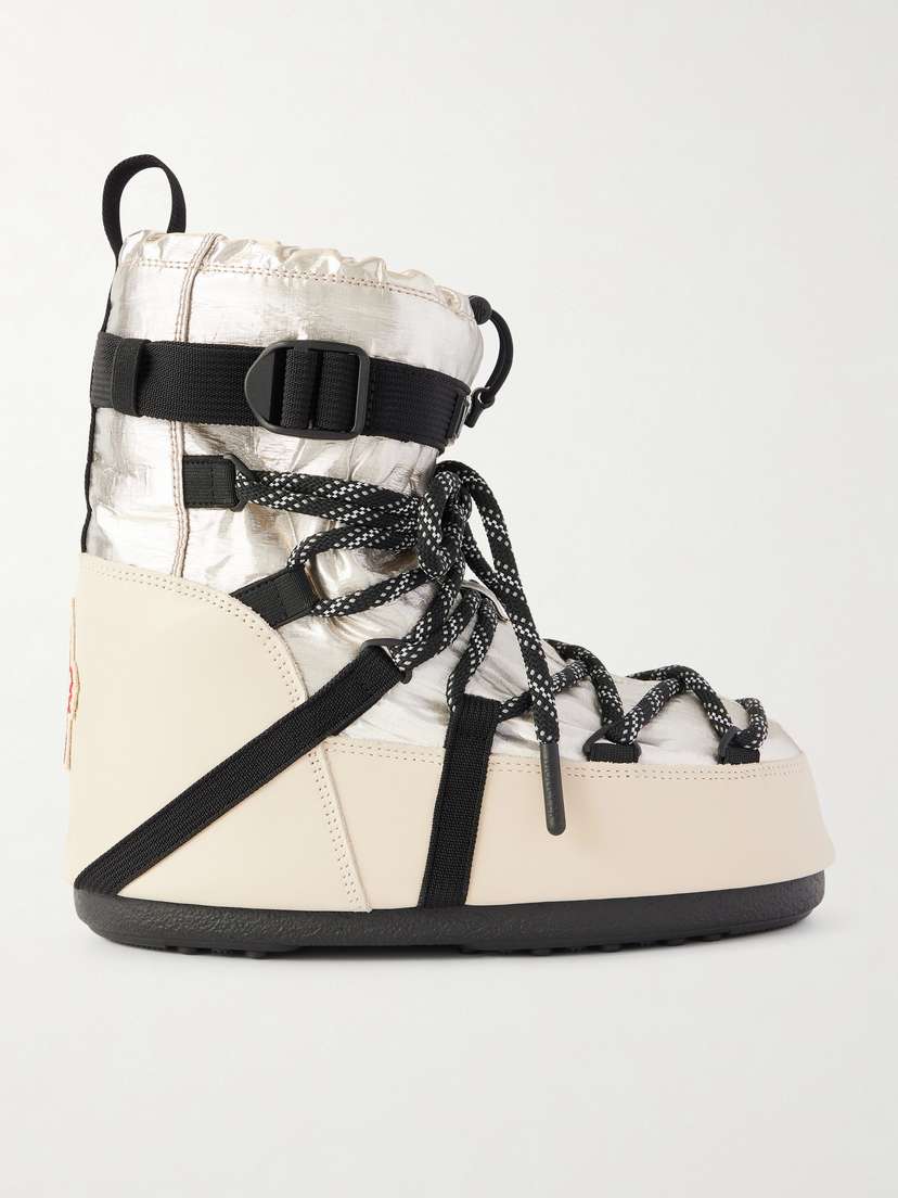 Moncler Grenoble + Moon Boot Icon Metallic Shell And Leather Snow Boots