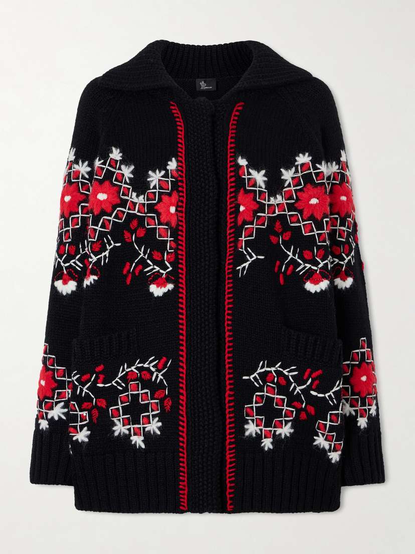 Moncler Grenoble Oversized Embroidered Wool-blend Cardigan