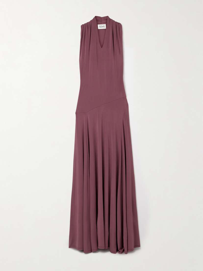 Tove Vina Gathered Stretch-jersey Maxi Dress