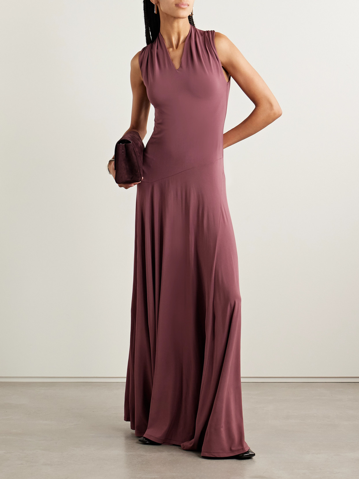 Tove Vina Gathered Stretch-jersey Maxi Dress