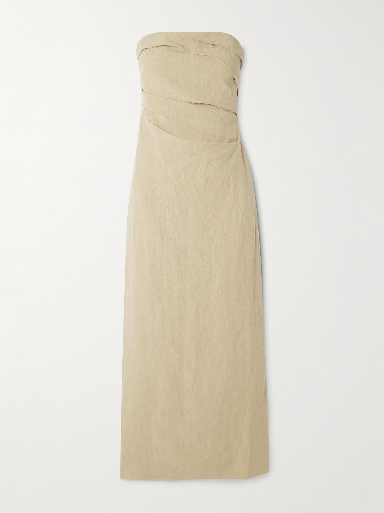 Tove Sabella Strapless Gathered Linen Midi Dress In White
