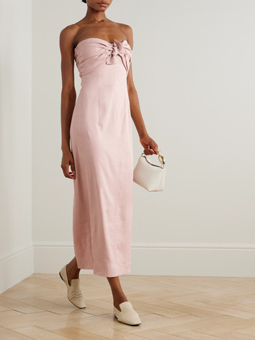 TOVE Rahel gathered tie-front linen-blend midi dress