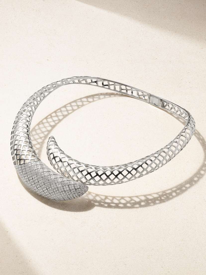 Maison H Jewels Cage 18-karat White Gold Diamond Choker