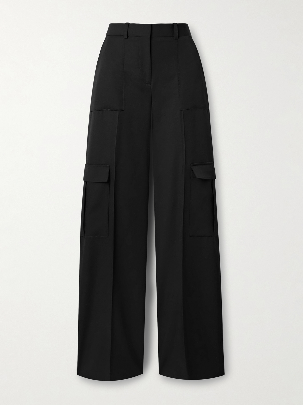Veronica De Piante Etta Grain De Poudre Wool Wide-leg Pants In Black