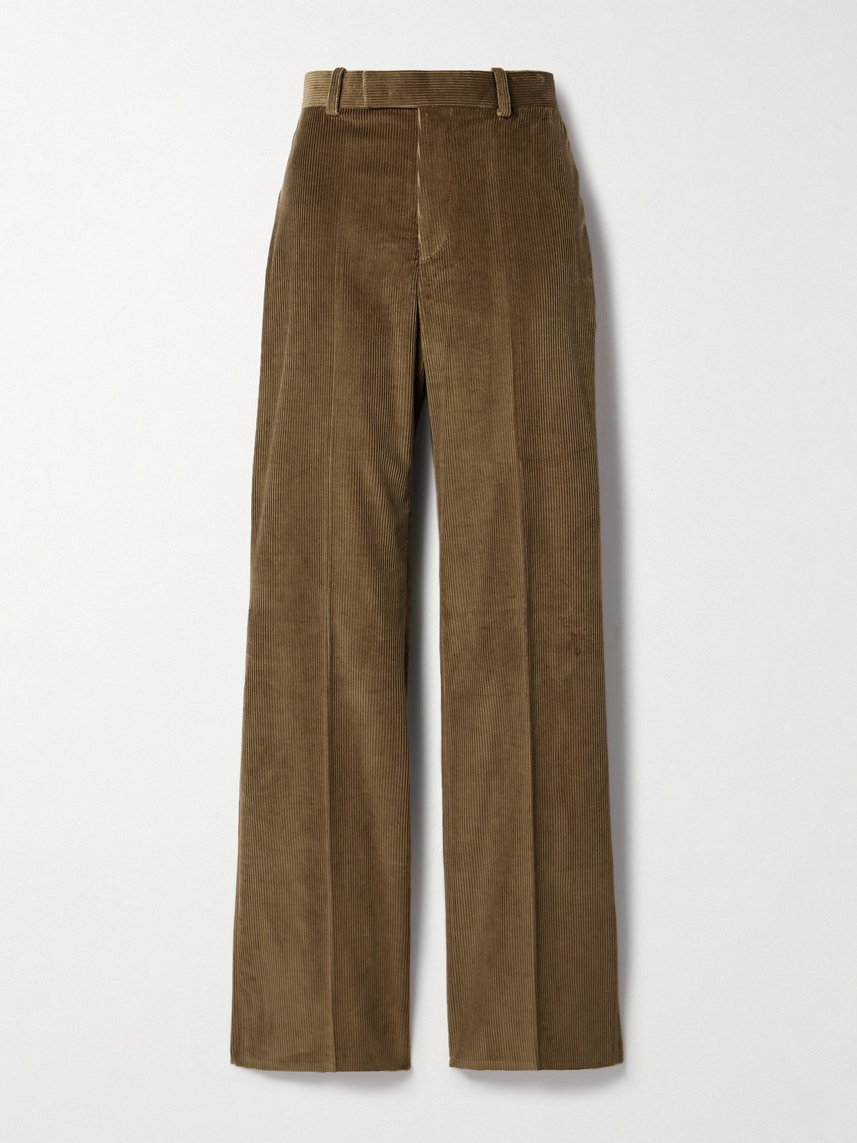 Veronica De Piante Taylor Cotton-corduroy Straight-leg Pants In Green