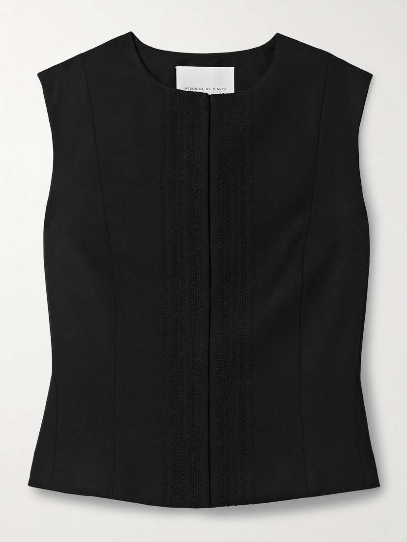 Veronica de Piante Robie Embroidered Grain De Poudre Wool Vest