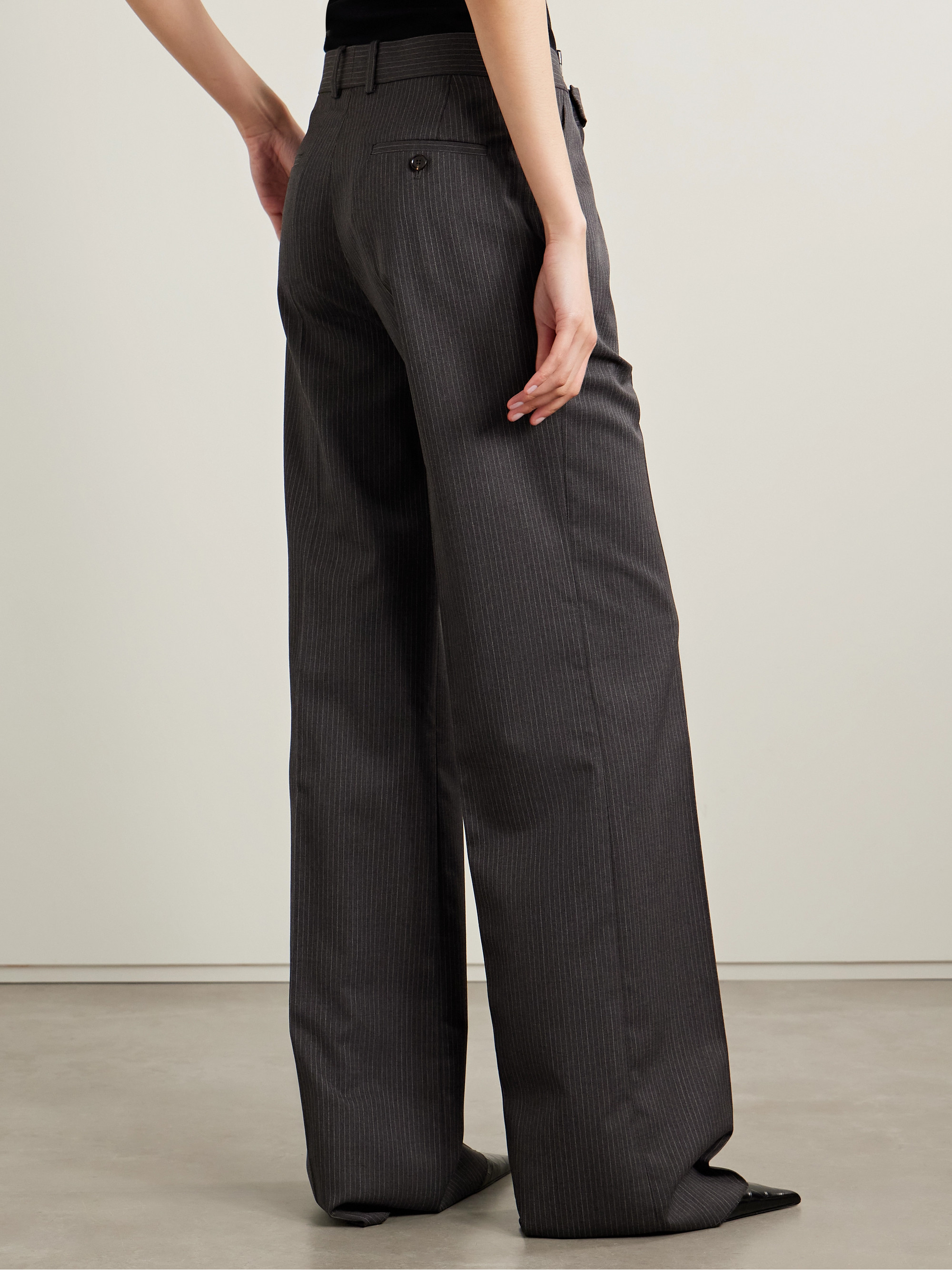 Veronica De Piante Taylor pinstriped wool-twill straight-leg pants thumbnail