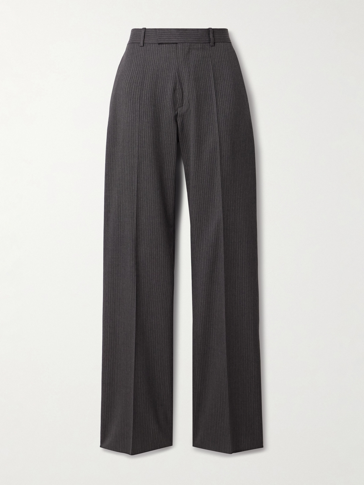 Veronica De Piante Taylor Pinstriped Wool-twill Straight-leg Pants In Gray
