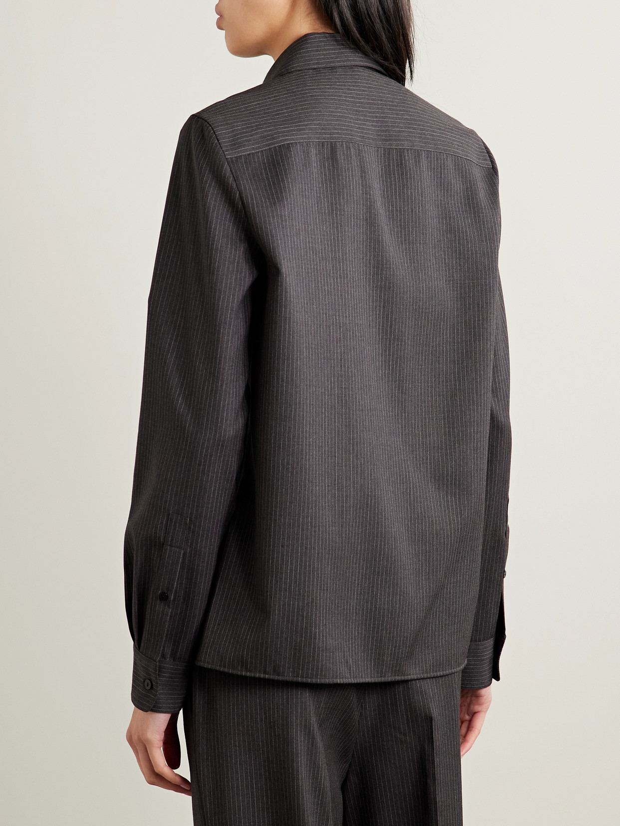 Livia Pinstriped Wool-Twill Shirt