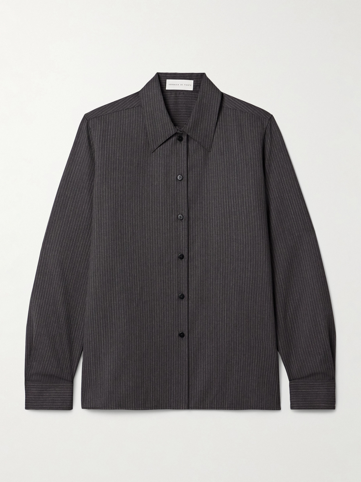 Veronica De Piante Livia Pinstriped Wool-twill Shirt In Gray