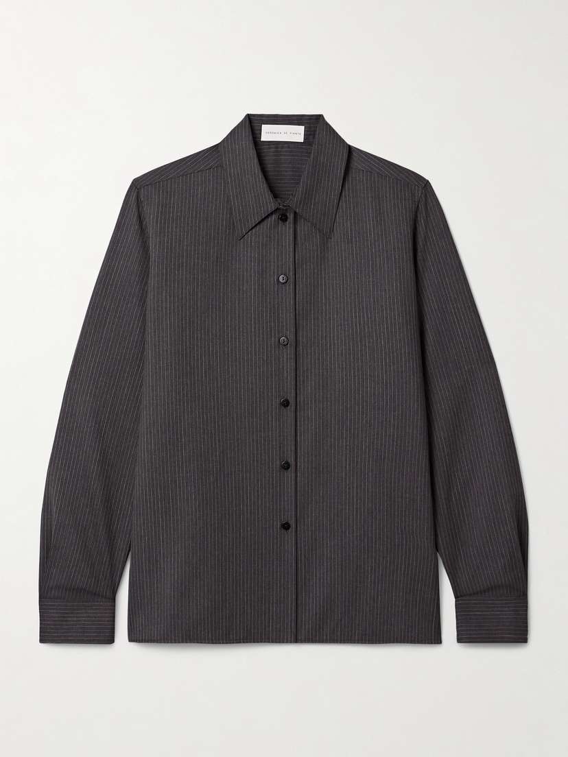 Veronica de Piante Livia Pinstriped Wool-twill Shirt