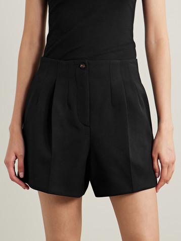 Veronica De Piante Tilly pleated grain de poudre wool shorts