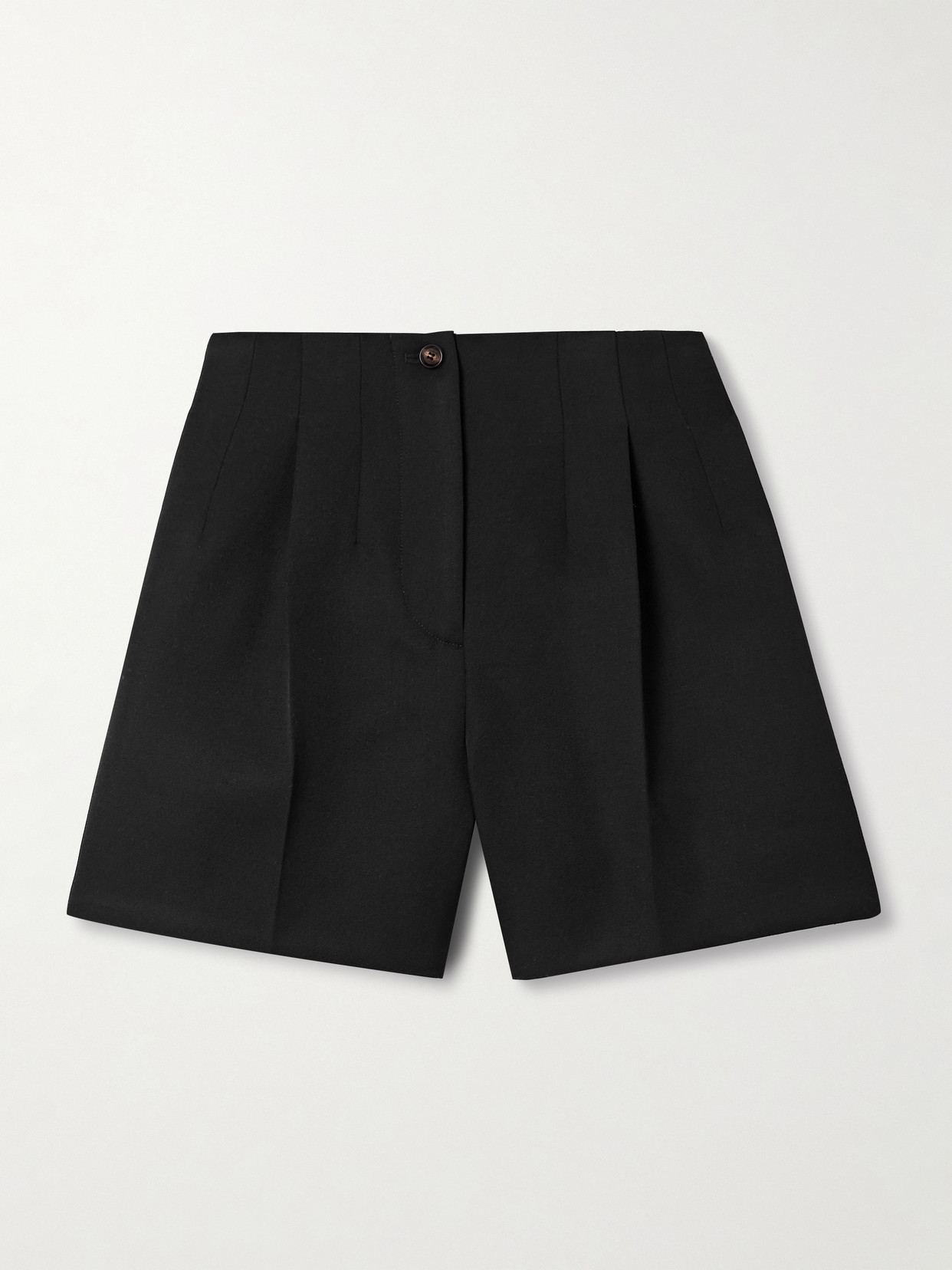 Veronica De Piante Tilly Pleated Grain De Poudre Wool Shorts In Black